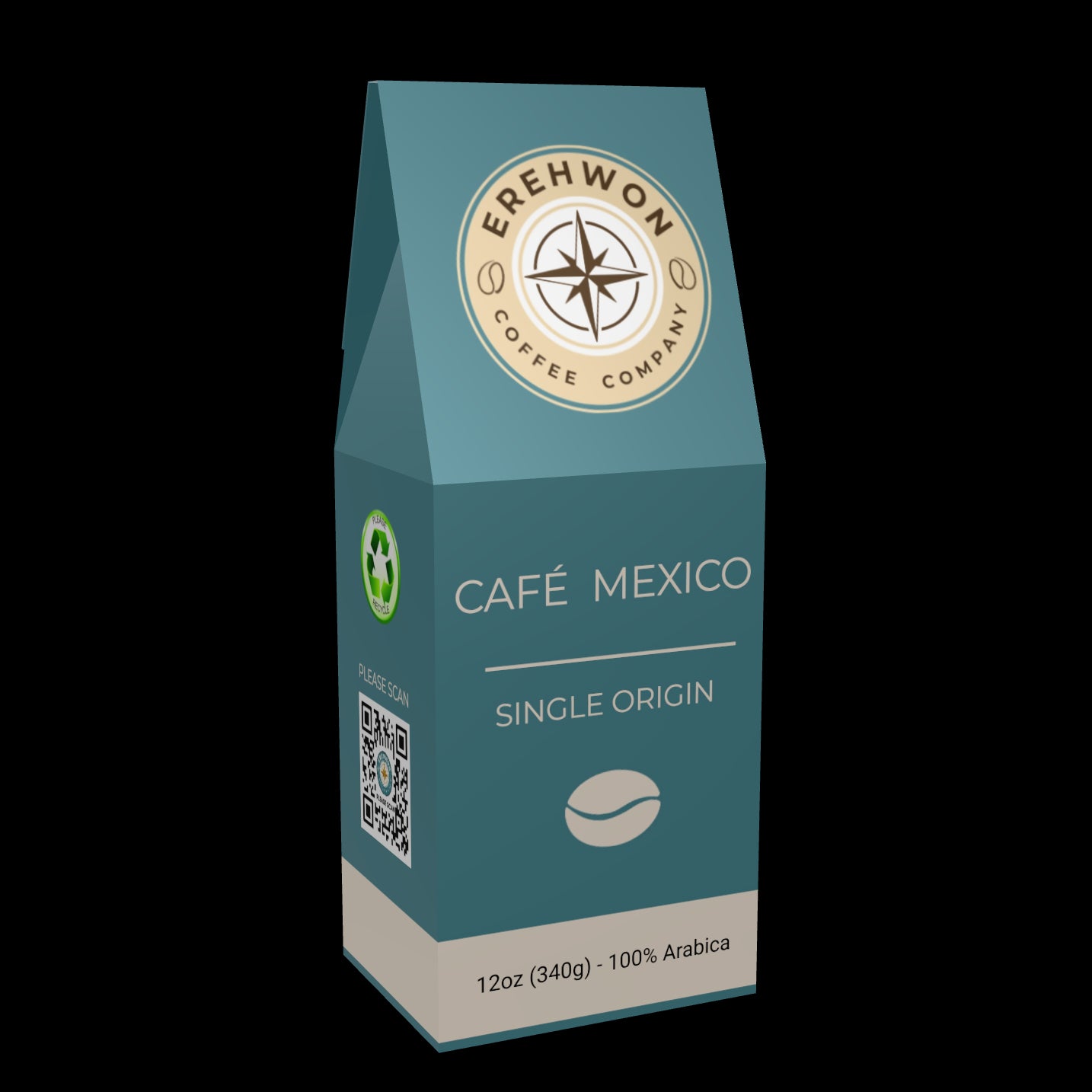 Erehwon Coffee Café México light-medium roast coffee bag with date, apple, and molasses notes